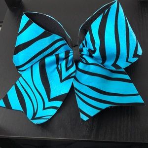 Blue/black zebra hair bow